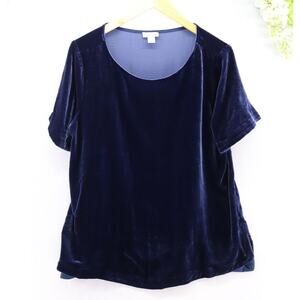 Sundance Velvet Short Sleeve Top in Navy